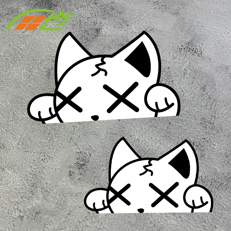 xx眼招财猫车贴个性卡通动漫防水反光窗玻璃电动摩托车身划痕贴画