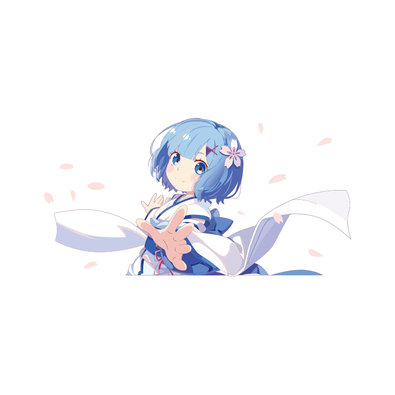 汽车樱花少女贴纸可爱卡通蕾姆