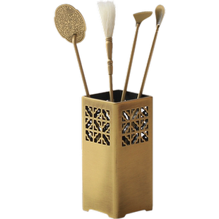 方形香道用品香事瓶纯铜打篆工具仿古香灰香铲灰压收纳瓶镂空摆件