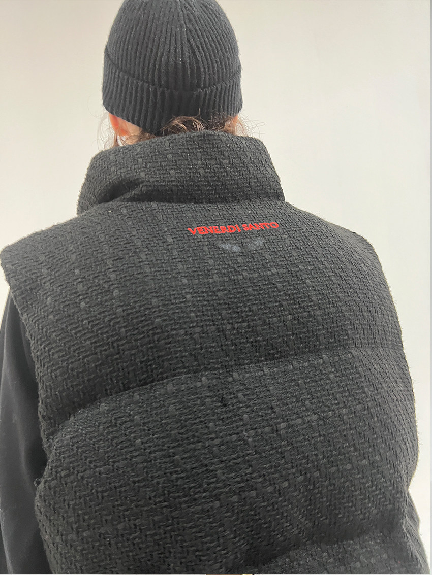 bhite空瞳 重磅推荐黑色小香风马甲夹棉外套加厚廓形到顶 别错过