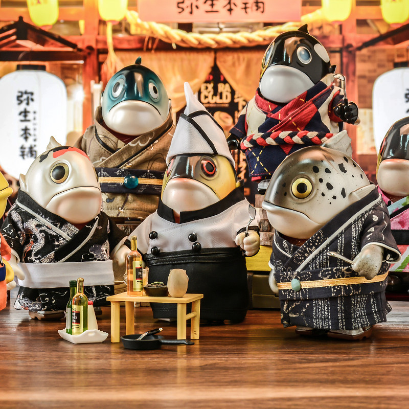 豆芽社长衣服水产系列潮玩鲔鱼前辈三文鱼服饰手办模型杀人鲸摆件