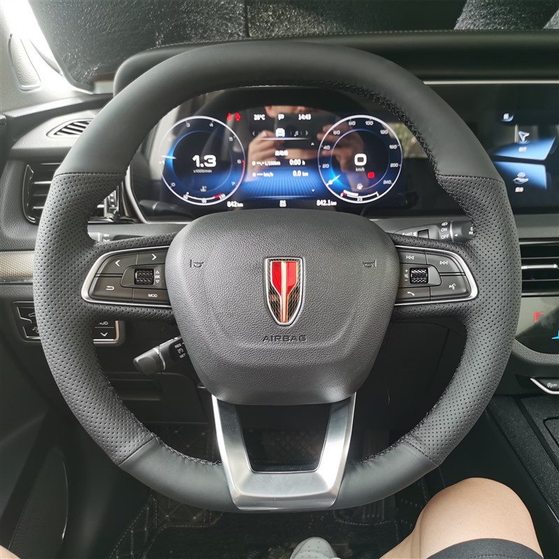 红旗HS5手缝方向盘套 H5方向盘 HS7 H7 H9 E-QMT5专用真皮四季把