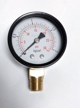 双刻度压力表 0～2kg 0~30psi 黑色铁外壳50mm 螺纹NPT1/4 立式
