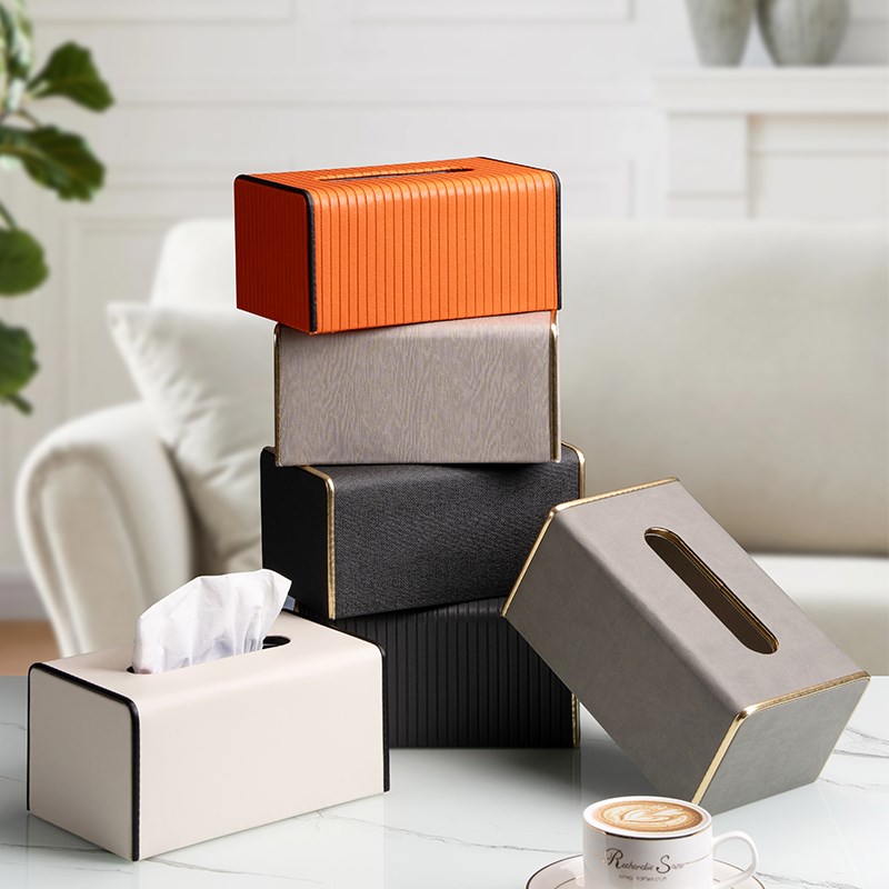 创意餐厅纸巾盒免费定制lougo客厅高档轻奢极简皮质抽纸盒商务接