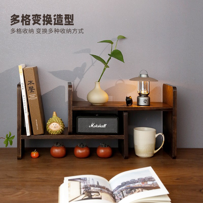 乌金木置物架收纳架桌面多宝阁茶具G杯子书桌博古架小型实木架子