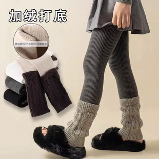 子 韩系流行堆堆袜套拼接一体加绒加厚小儿童冬裤 女童打底裤 秋冬款