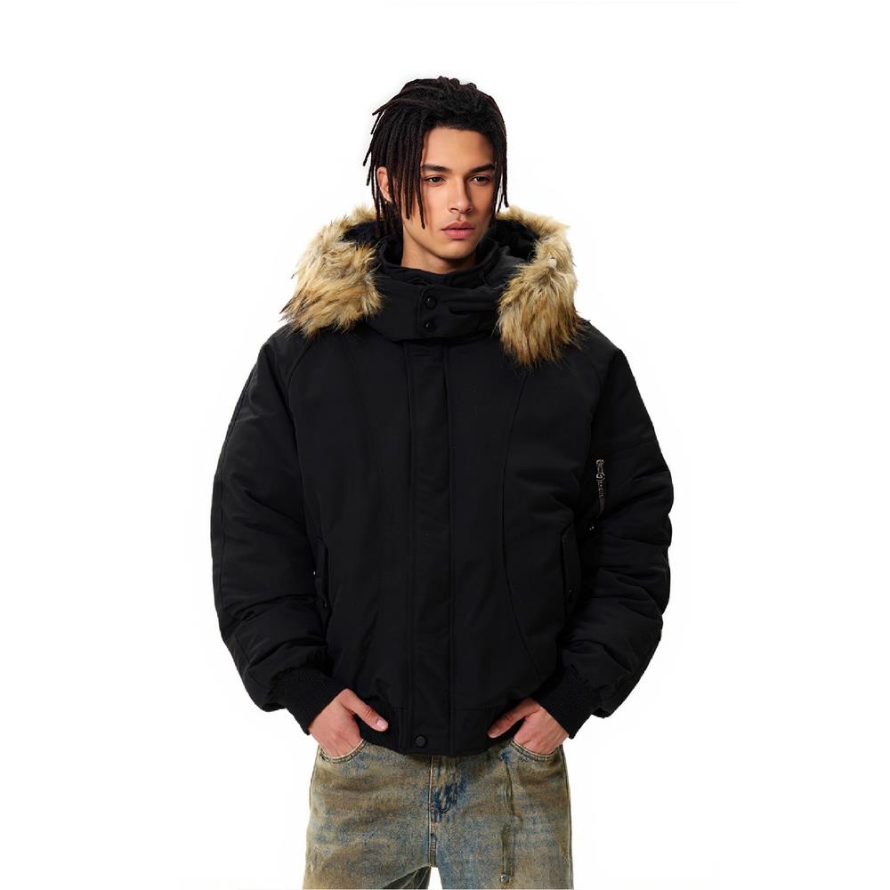 冬季美式毛领加厚派克服男女白鸭绒保暖工装羽绒服情侣外套潮