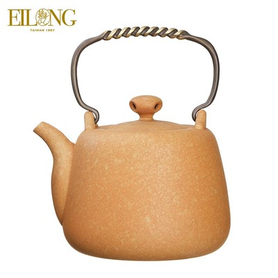 台湾宜龙陶壶月泉烧水壶手工铜把提梁煮茶壶