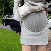 网红爆款 灰色半身裙女春季 高腰显瘦ins超火 孕妇新款 A字短裙 韩版