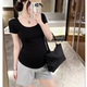 2026夏季 打底衫 宽松百搭短袖 纯色u领显瘦款 T恤衫 小个子棉质孕妇装