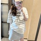 宽松遮肚上衣薄款 新款 孕期休闲外穿显瘦 T恤夏季 ins风孕妇条纹短袖