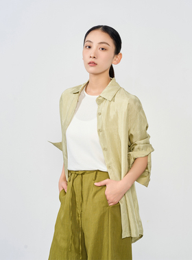 PRIRONNE【水光衫】慵懒风垂坠感休闲衬衫百搭神裤F349-T8602