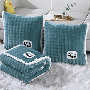 加厚抱枕被子两用二合一车用午睡毛毯枕头被靠垫盖毯汽车腰靠冬新