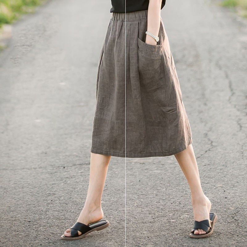 新款棉麻休閑文藝亞麻半身裙女2020春夏a字中長裙高腰寬松松緊腰在類目 模玩/動漫/周邊/cos/桌遊, Cosplay服飾/道具/服務, Cosplay女裝中 - 來自Buy2taobao.com提供專業的淘寶代購服務