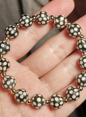 老气藏式文玩10mm黑白满天星手链手串念珠男女款古玩礼品转运古珠