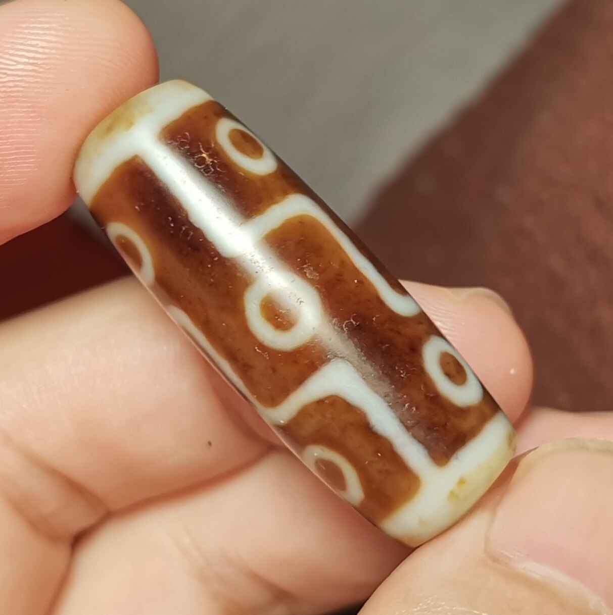 牧区古玩13*37mm老款式九眼天珠锁骨链吊坠顶珠一物一图佛龛摆件