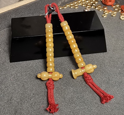 计子7mm杵22mm藏式牙黄玉化灵骨计数器侧挂配饰男女百搭休闲藏饰