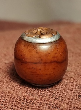 西藏文玩13.5mm老牦牛骨紫白铜镶嵌孔道饰品配饰佩珠单珠隔珠随机