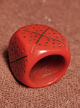 西藏元素18mm红色料器小咒点图腾一物一图超大孔道跑环跑圈饰品珠