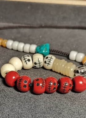 西藏10mm红料器红色小珠子尸陀林阿呆佩珠隔珠腰珠弟子珠diy配饰