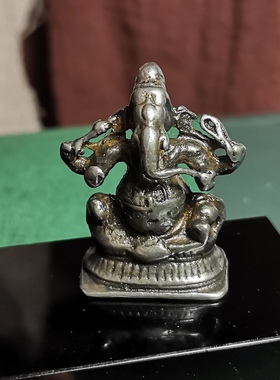 西藏文玩铁质寒铁手工款象鼻天财神挂件随身饰品配饰佛龛摆件装饰