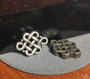 藏式文玩藏银白利马铜吉祥如意结吊坠背云佛珠配饰配件测挂滴溜款