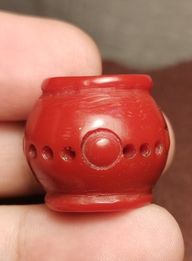 藏系文玩23mm红色料器树脂手工制作咒点大尺寸佩珠隔珠一物一图珠