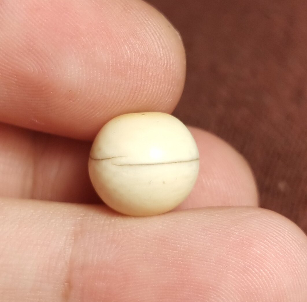 藏系文玩11.2mm老白手工打磨骨裂纹佛珠佩珠隔珠多宝配饰一物一图