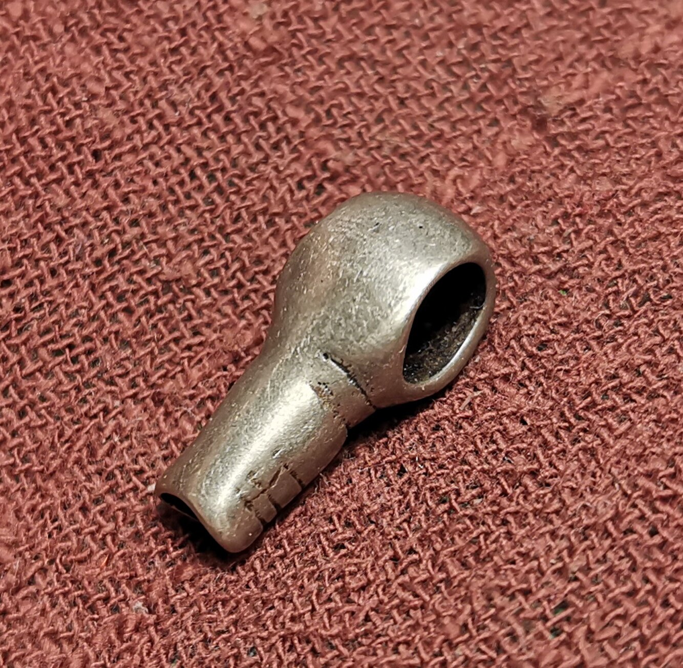 西藏文玩7.5*8*18mm小尺寸白利马铜三通佛头大孔道磨到位饰品配饰图片