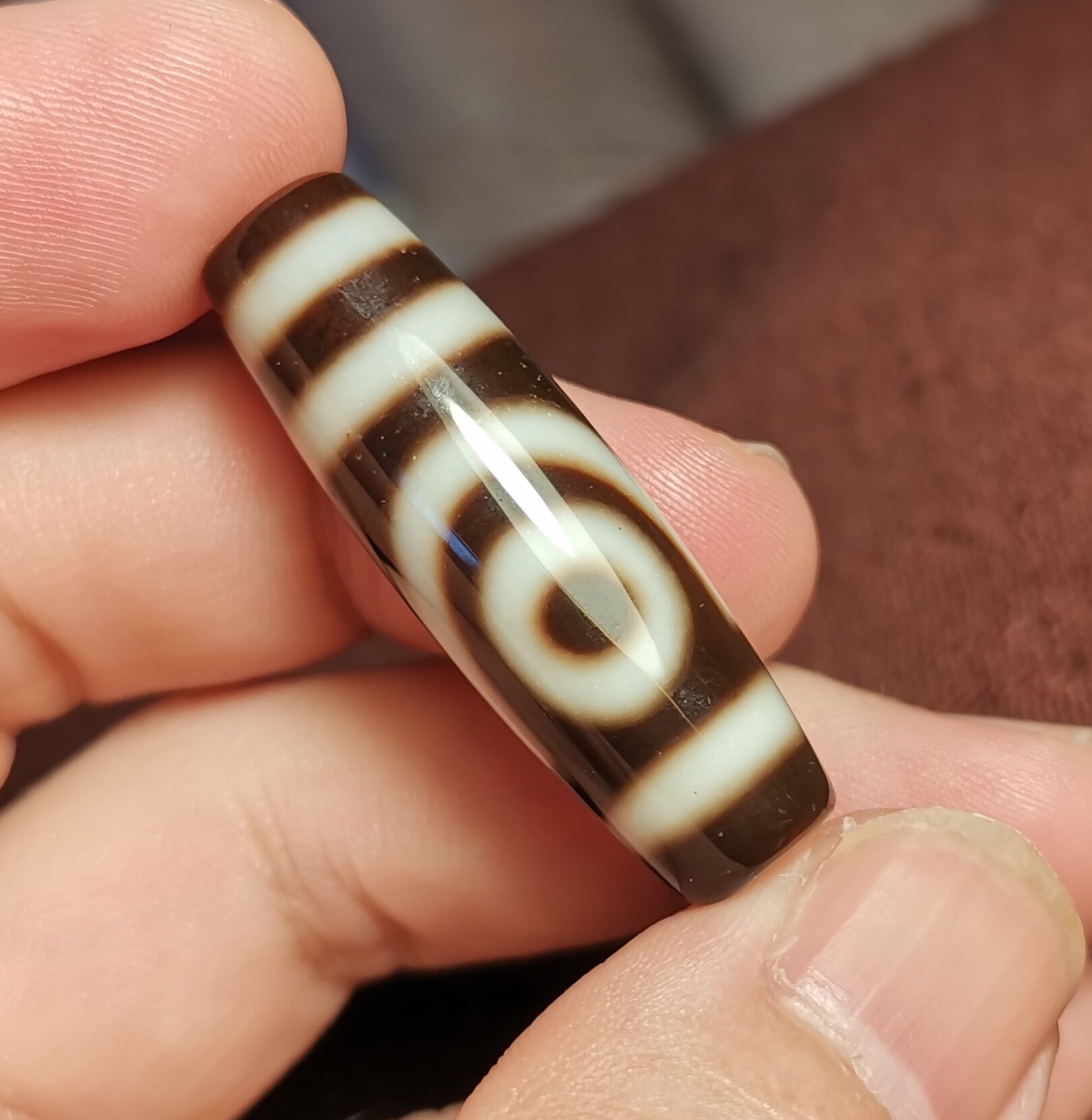 牧区古玩12*38mm老款式二眼天珠一物一图锁骨链吊坠顶珠随身佩戴