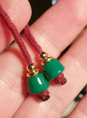 西藏文玩百搭藏饰风格料器绿色百搭佛珠配饰佩珠滴溜测挂弟子珠款