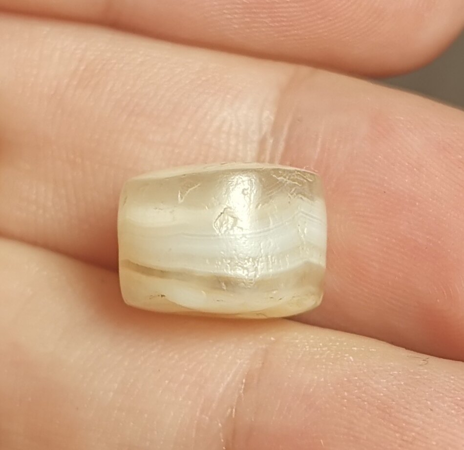 牧区古玩12mm白透缠丝玛瑙老古珠包浆油润一物一图垫片隔片隔珠款