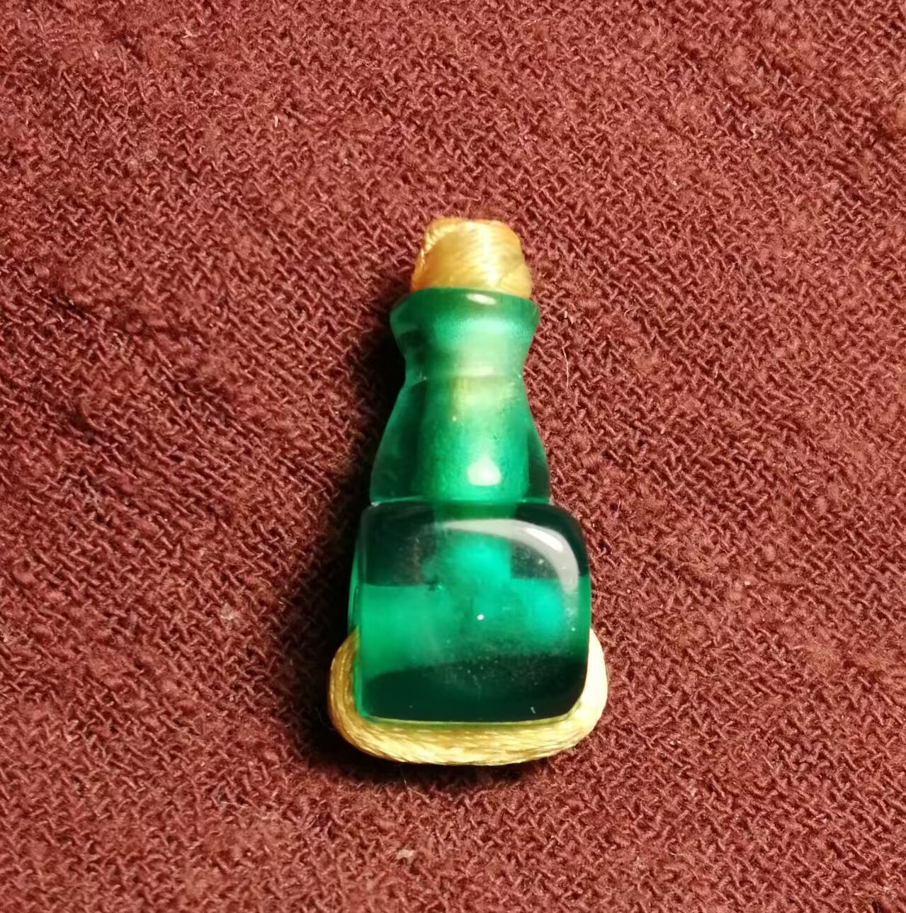 西藏元素11*22mm透明绿色料器三通佛头限量款百搭藏饰锁骨链配饰