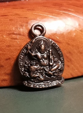 藏式文玩古铜色皮壳做旧小元素文殊菩萨挂件测挂滴溜卡子diy配饰