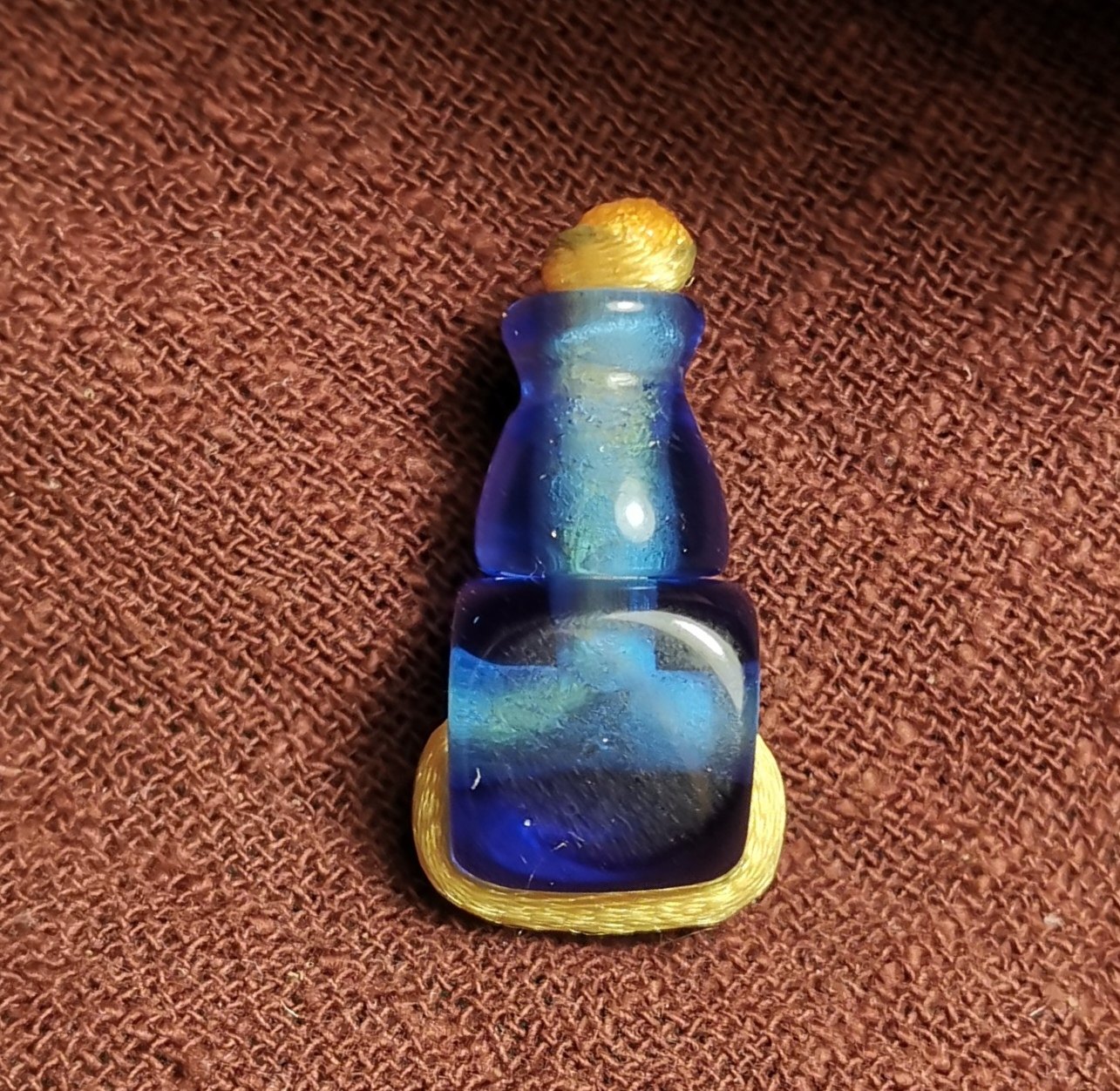 西藏元素11*22mm宝蓝色料器三通佛头diy百搭锁骨链配饰配件限量款