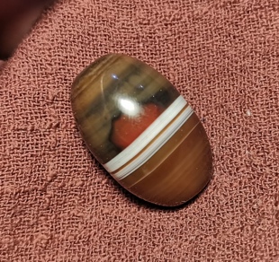 西藏元素17.5*27mm小年份缠丝玛瑙玉髓一物一图磨损到位顶珠佩珠