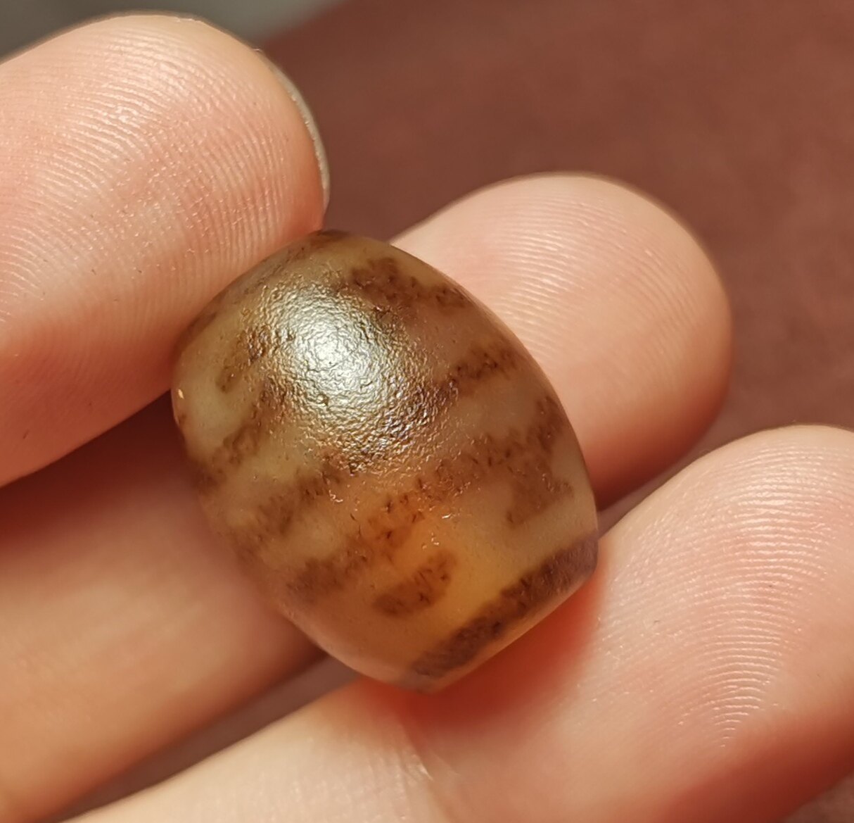 西藏文玩15.5*19mm老款式莲花天珠达洛一物一图老气随身佩戴吊坠