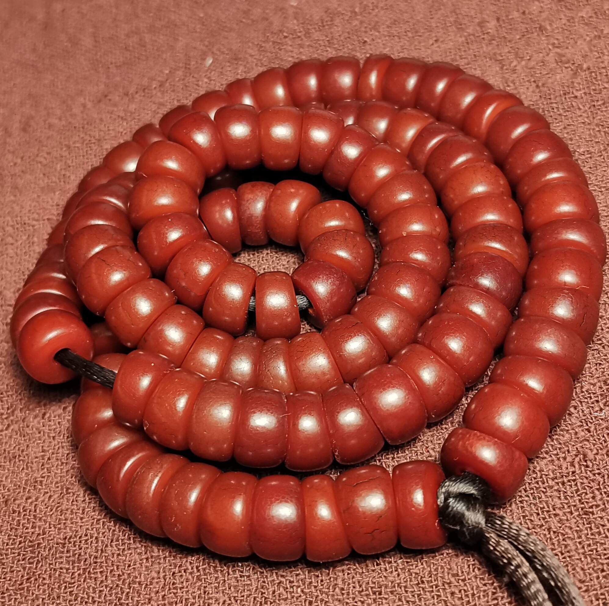 西藏元素10mm108颗老磨损到位开片菩提根念珠一物一图手持佛珠款