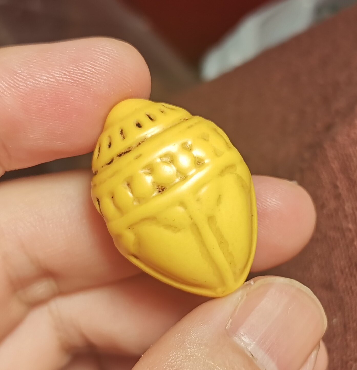 牧区古玩15*22*31mm老款式黄色料器树脂魔笛擦擦一物一图老磨损款