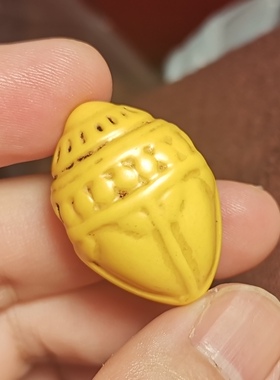 牧区古玩15*22*31mm老款式黄色料器树脂魔笛擦擦一物一图老磨损款