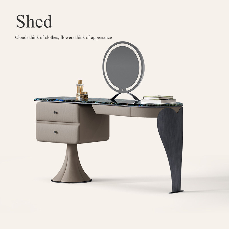 诚骏化妆台轻奢高级感天然大理石化妆桌新款奢华现代风网红梳妆台