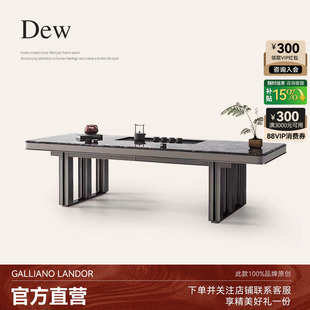 诚骏意式 泡茶桌 极简茶桌轻奢天然大理石铂金钻办公桌带茶台一体式
