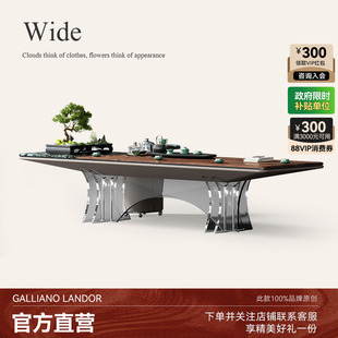 诚骏胡桃木实木大板茶桌大平层意式 极简家用茶台轻奢高级感茶桌椅