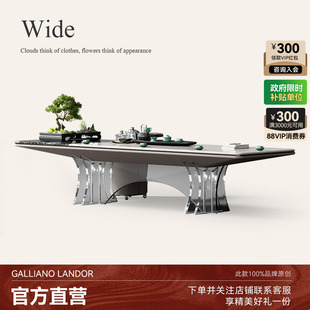 诚骏天然大理石老板办公桌茶桌一体别墅客厅茶室新款现代悬浮茶台