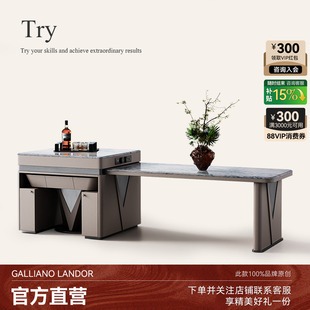 诚骏大理石岛台餐桌麻将桌一体家用可伸缩轻奢麻将机餐桌两用组合
