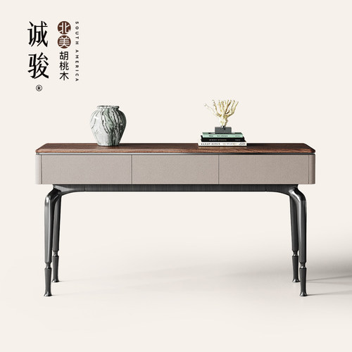 北美黑胡桃木玄关柜入户正对门