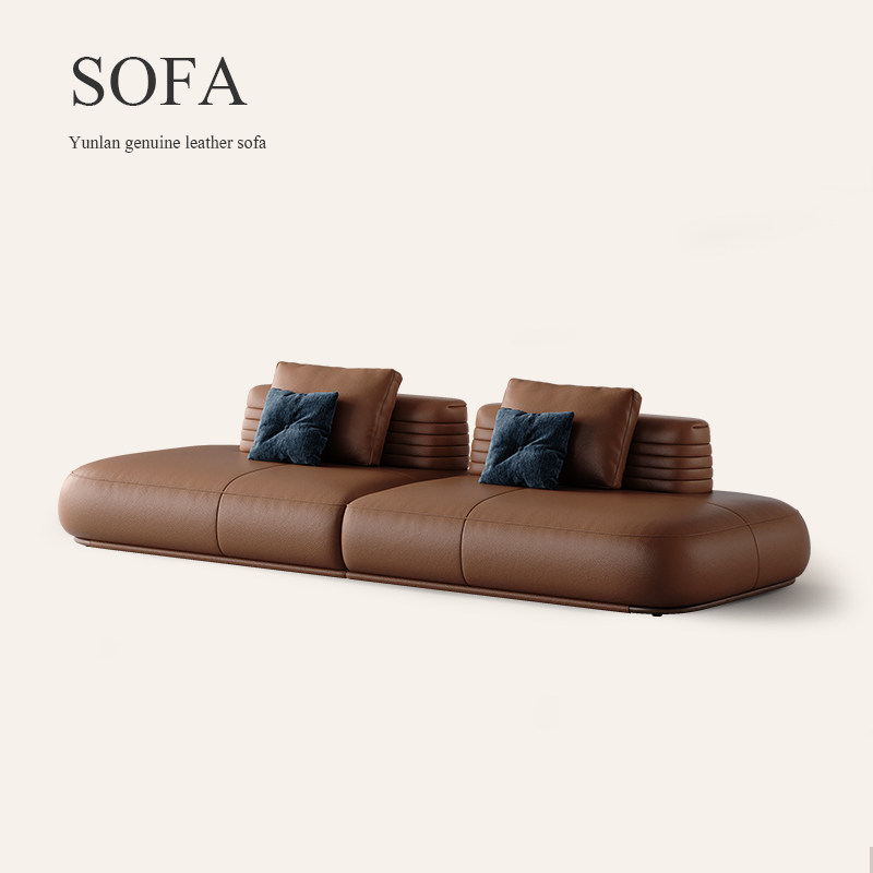 诚骏意式极简真皮沙发豪华别墅全屋搭配高端轻奢模块沙发边几组合