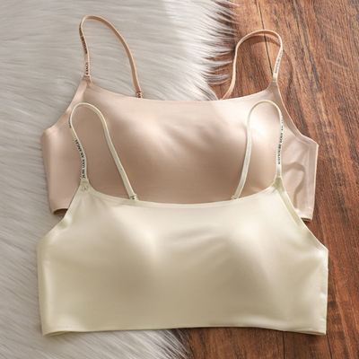 娇慕诗一片式光面无痕抹胸内衣裸感美背舒适细肩带无钢圈文胸罩女