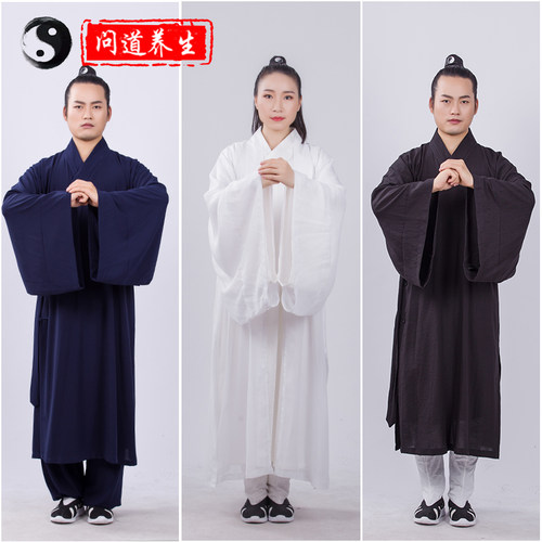武当道士服夏季麻纱宽袖半袖得罗