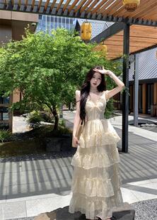 轻奢重工V领吊带连衣裙女收腰显瘦长裙 小鑫轻奢